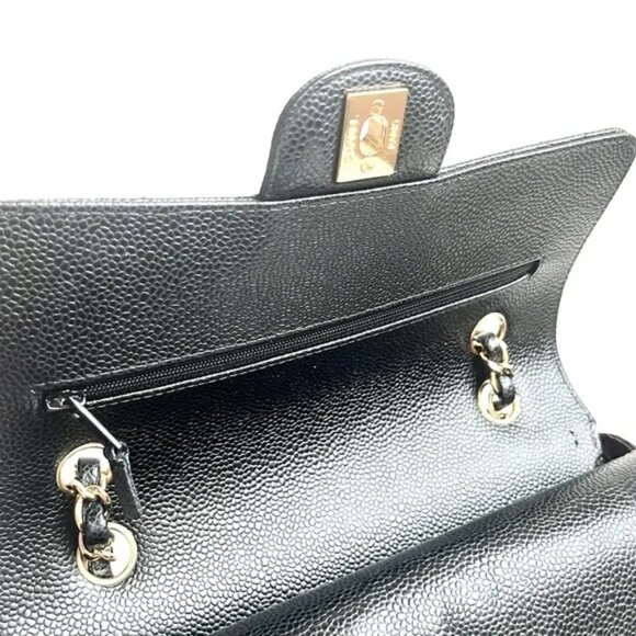 Chanel Small Classic Black Grained Calfskin & Gold-Tone Metal Handbag - Picture 10 of 16